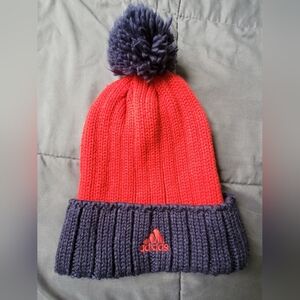 Adidas Red and Purple Pom Beanie